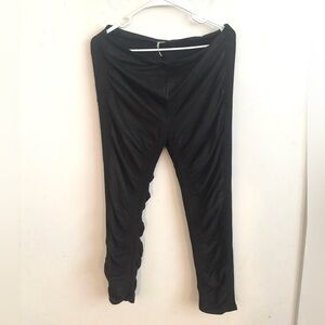 Free People Black Ruched Leggings Large Y2K Grunge Indie Dancecore Pants